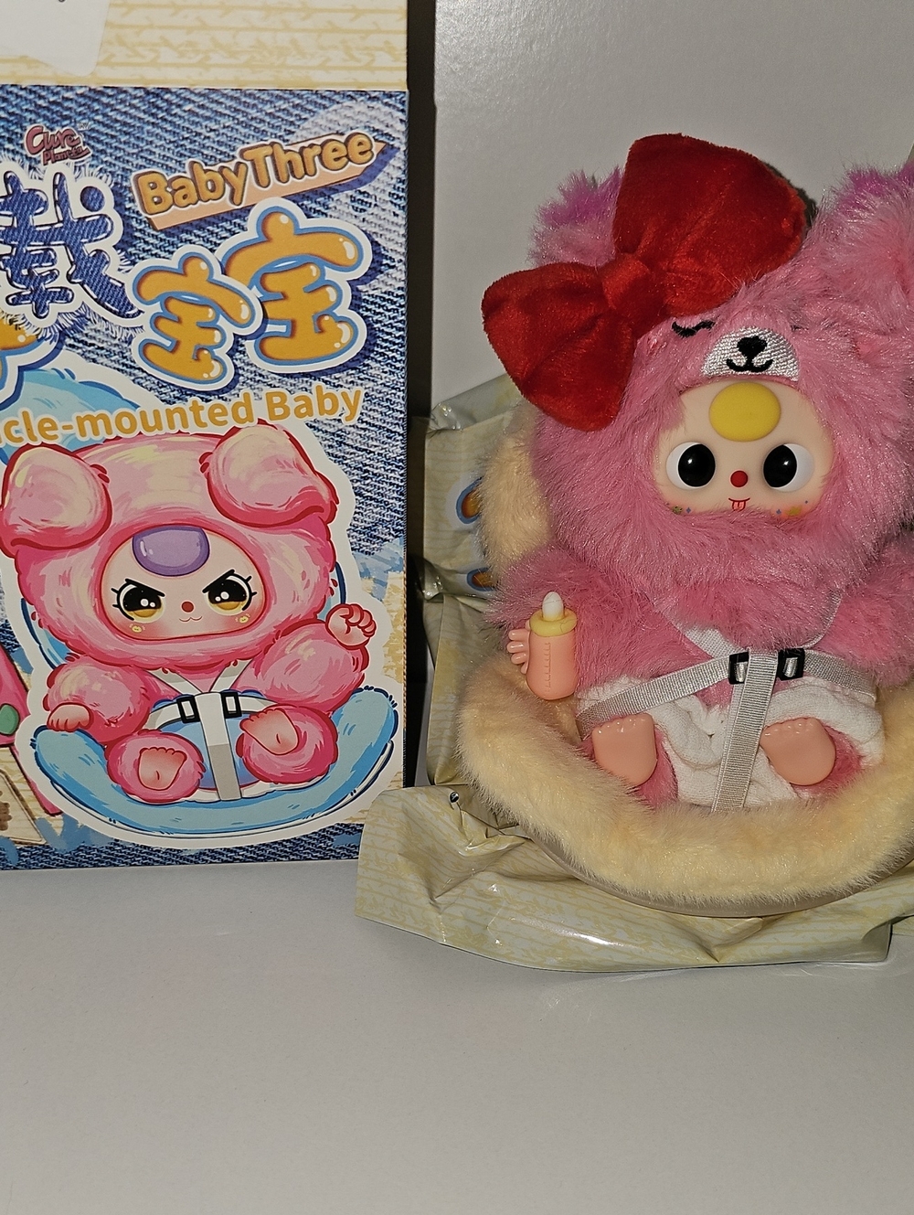 Baby Three Vehicle Mounted Baby Pink Fox Pendant Plush Red Bow and Bottle New